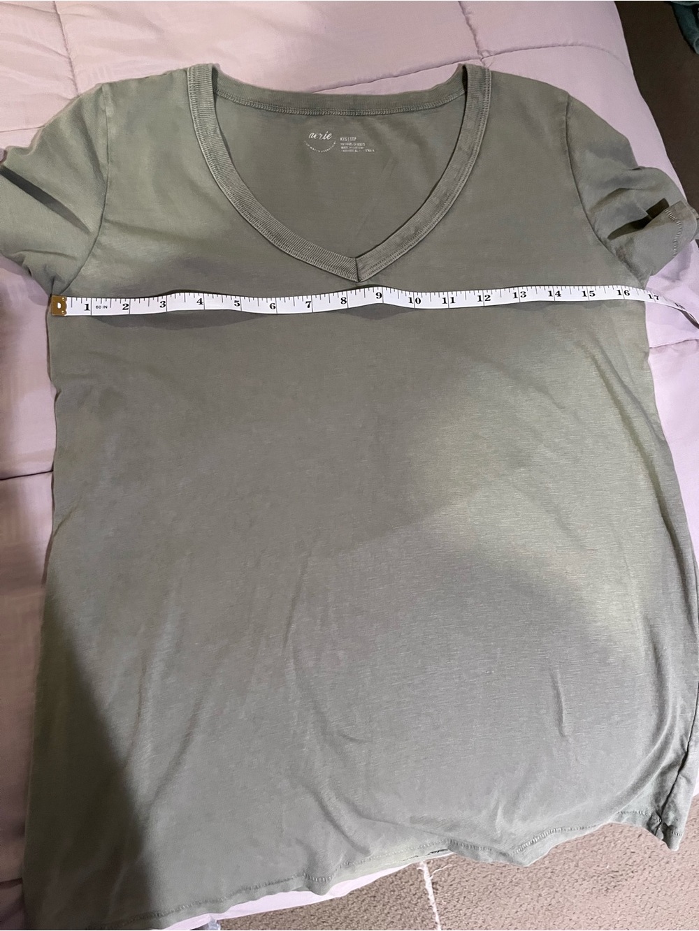 Amazon Olive Green V-Neck Short Sleeve Crop Top
